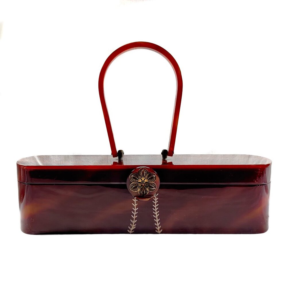 Vintage Wilardy 1950s Lucite Tortoiseshell Box Purse Handbag